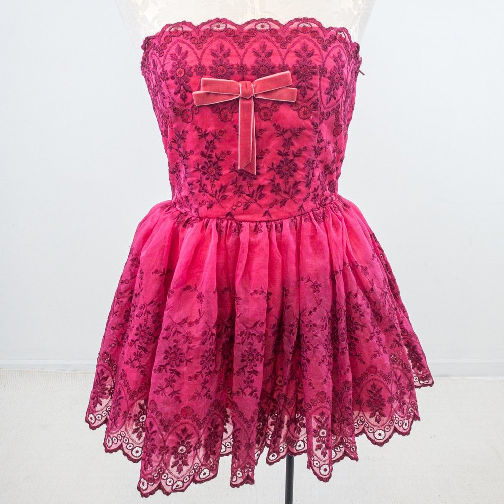 Betsey Johnson Silk Boho Princess Top Dress Pink
